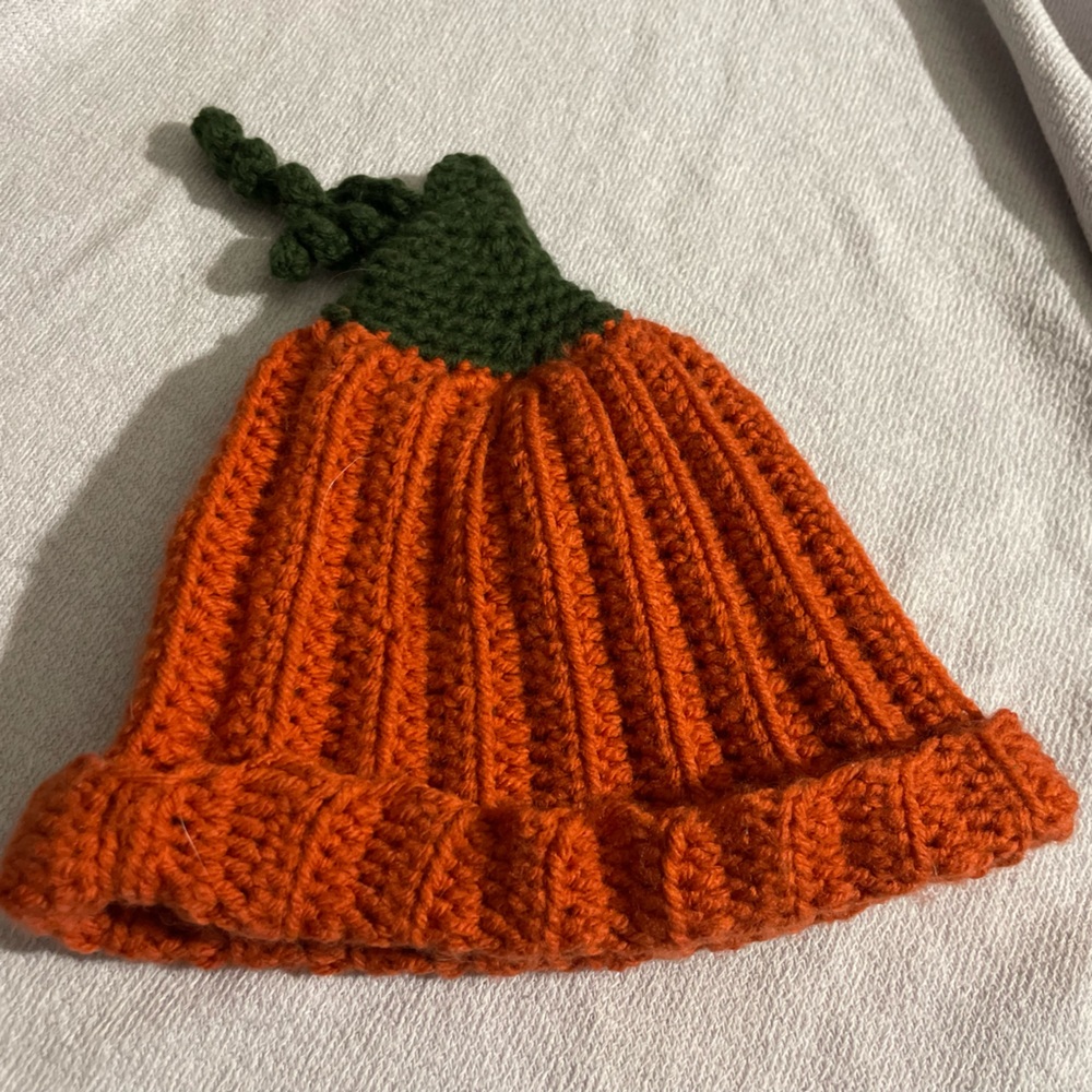 Handmade crochet pumpkin hat